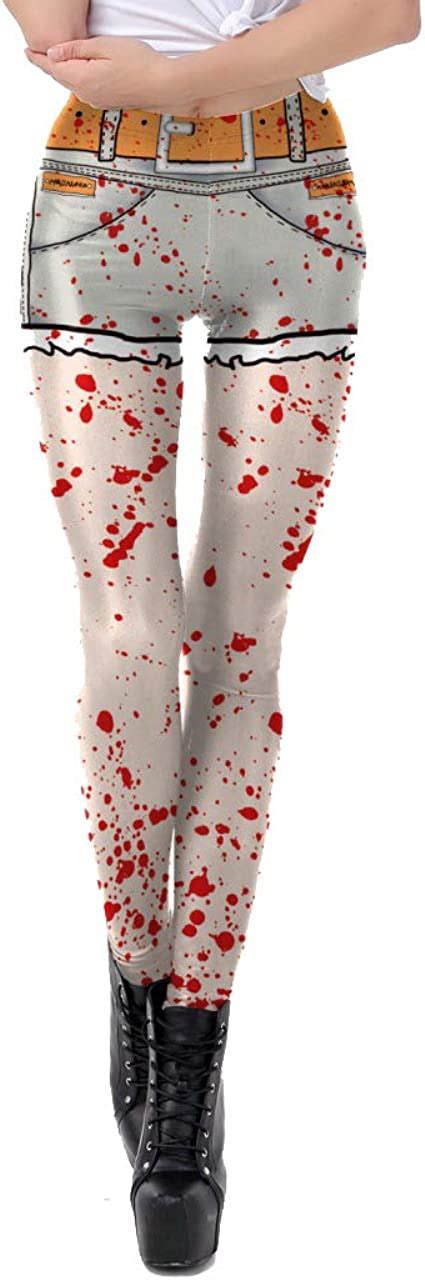 Jrtpk Womens Halloween Blood Stain Horror Leggings
