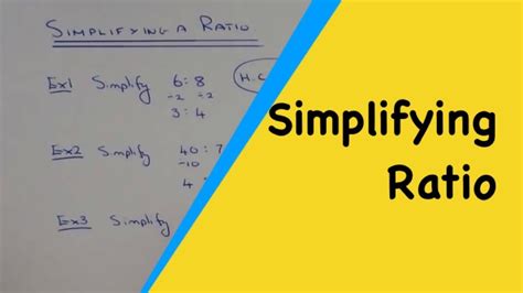 How To Simplify A Ratio To Its Simplest Form Youtube