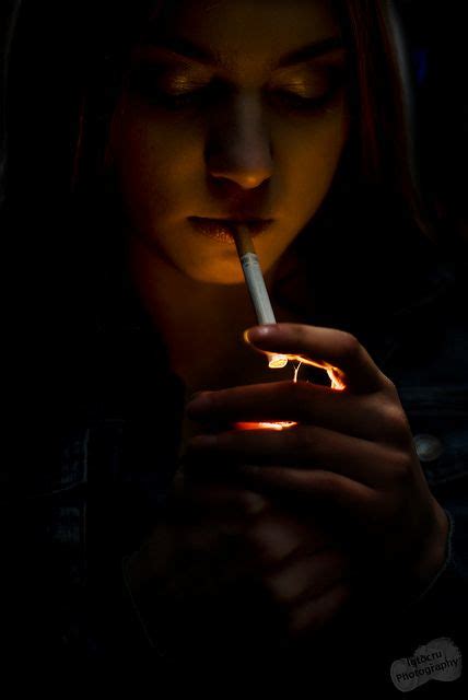 Smoke Model Light Cigarette Low Key Portrait Face Cigarette Drawing Cigarette Girl