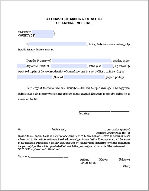 W 9 form pdf fillable; Affidavit Form for Mailing of Notice of Annual Meeting ...