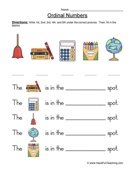 Ordinal Numbers Activity For Grade 2 Free Ordinal Number Worksheets