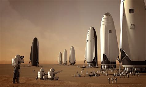 Human Mars A Fleet Of Spacex Its Spaceships On Mars By Sam Taylor
