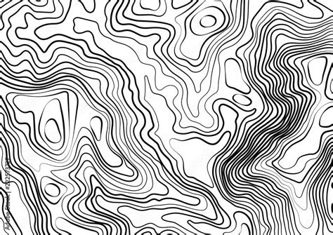 Abstract Black And White Topographic Contours Lines Of Mountains