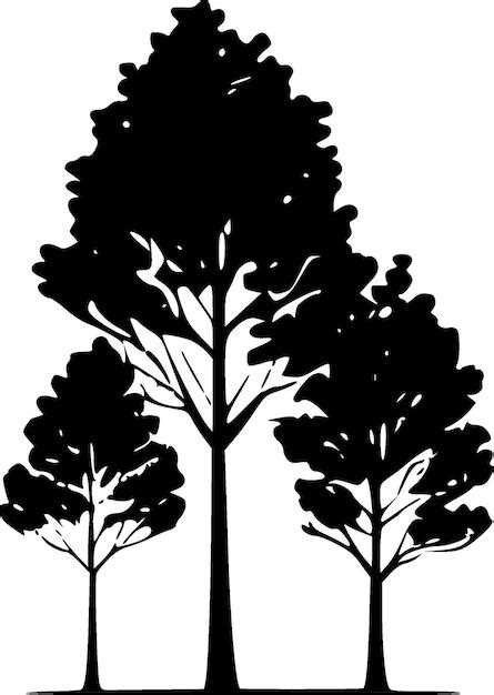 Premium Vector Trees Black And White Vector Illustration