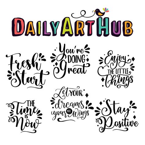 Positive Typography Quotes Clip Art Set Daily Art Hub Graphics