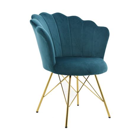 Conrad Velvet Dining Chair In Teal Fif