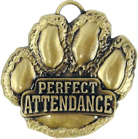 Jones School Supply Perfect Attendance Paw Mascot Medal Set Of 25 Gold Paw