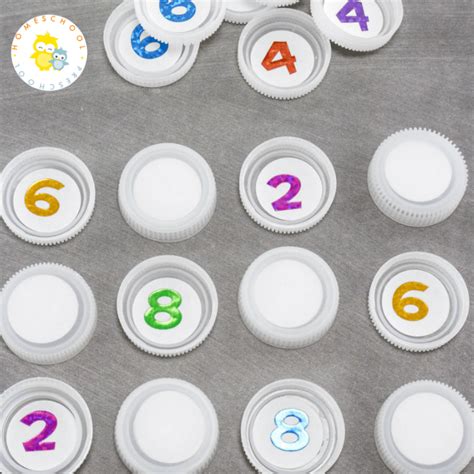 Bottle Cap Low Prep Math Game For Preschoolers