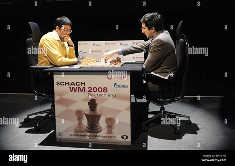 Chess Players Russian Vladimir Kramnik R And Indian Viswanathan Anand Face Each Other In The