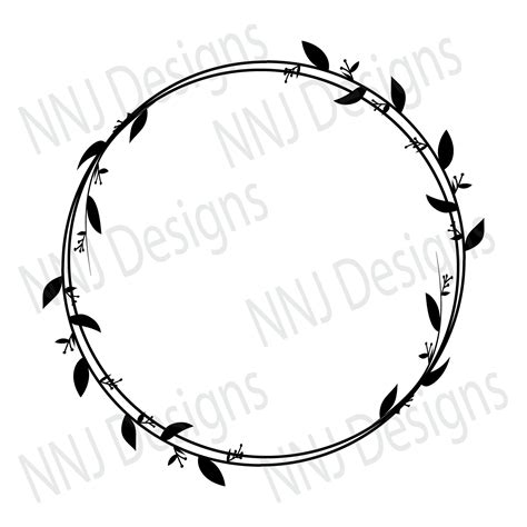 Laurel Wreath Svg Round Circle Monogram Frame Leaves Leaf Etsy