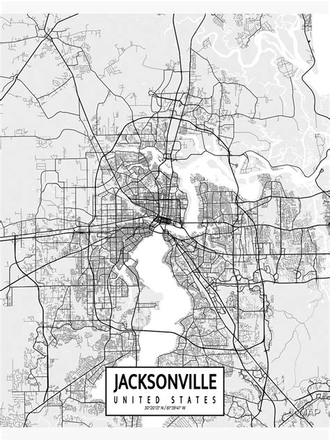 Jacksonville City Map Of Florida Usa Light Poster By Demap Map Of
