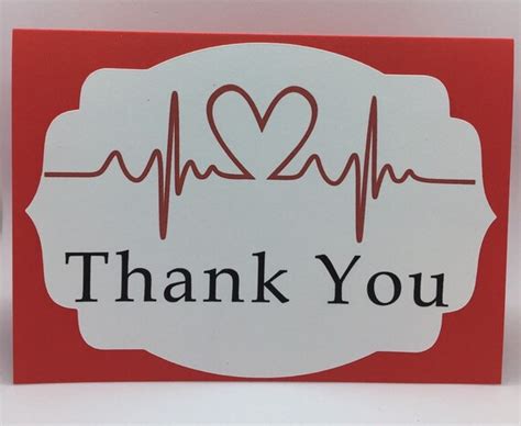 Heart Beat Thank You Card Heart Monitor Nurse Doctor Etsy