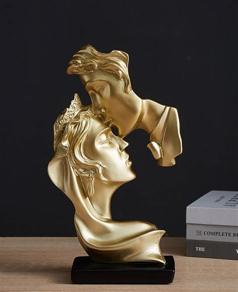 New Handmade Lovers Kiss Statue Resin Sculpture Home Office Decor Free