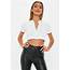 White Zip Front Short Sleeve Crop Top  Missguided