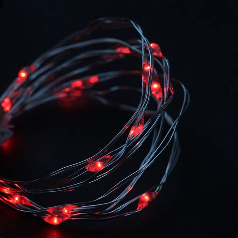 Set Of 18 Red Led Micro Fairy Christmas Lights Ultra Thin Silver Wire