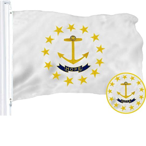 G128 3x5 Feet Rhode Island State Flag Embroidered 210d Indoor