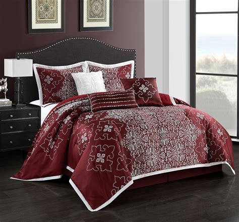 I love the bed set however the pillow cases don not match each other. Nanshing Tristan 7-Piece Bedding Comforter Set, Burgundy ...