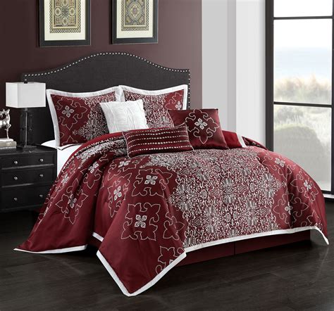 Comfort spaces pierre quilt coverlet bedspread sets & bedding sets for kids Nanshing Tristan 7-Piece Bedding Comforter Set, Burgundy ...