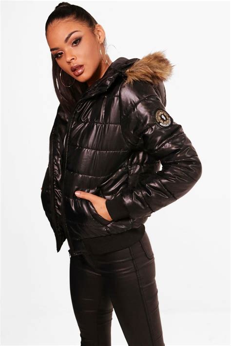 Faux Fur Hood Puffer Coat Boohoo