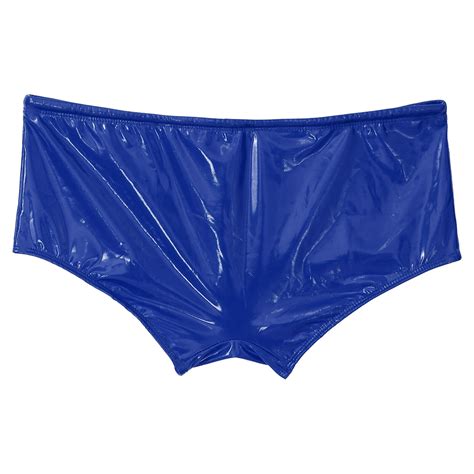 Mens Shiny Patent Leather Boxers Briefs Wetlook Underwear Swim Trunks