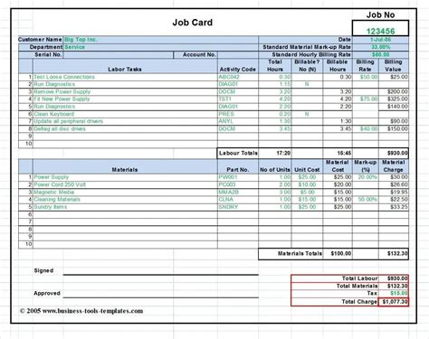 54 Printable Workshop Job Card Template Free Download Download By