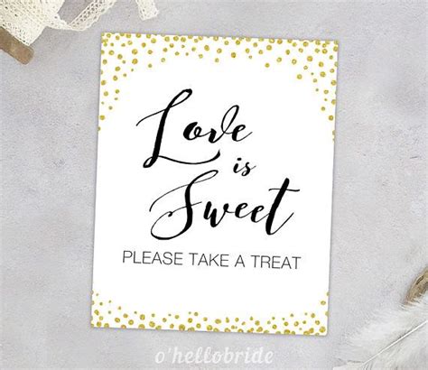 Love Is Sweet Sign Gold Confetti Bridal Shower Gold Bridal Gold Bridal