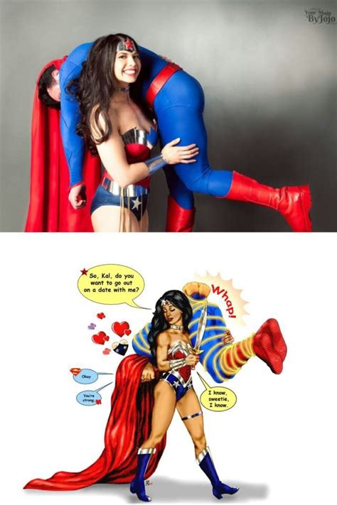 Two Women Dressed As Superman And Wonder Woman