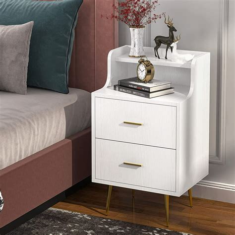 Tribesigns Nightstand Modern Bedside Table With 2 Drawers And Heightened Open Shelf End Or