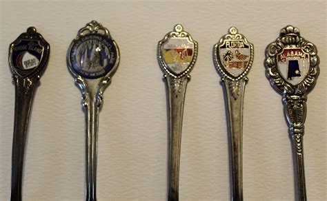 Vintage Set Of Five Souvenir State Spoons Etsy