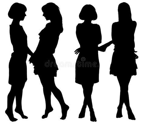 Silhouette Of Two Young Slender Women Stock Vector Illustration Of Sexual Lesbian 45630782