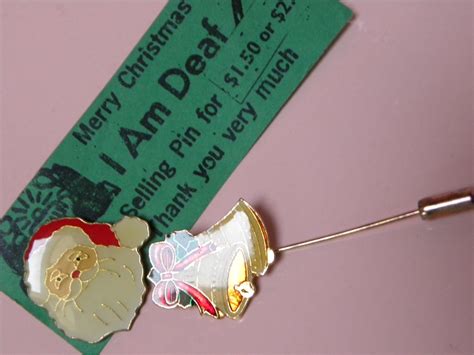 Two Vintage Enamel Pins Santa And Holiday Bells Haute Juice
