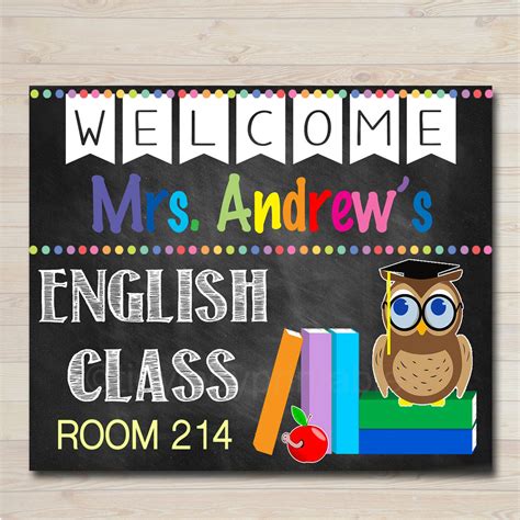 English Teacher Classroom Door Sign Tidylady Printables
