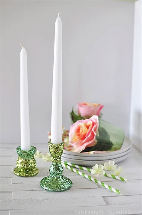 Diy Two Toned Glitter Candle Holders