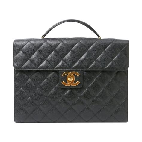 Chanel Classic Flap Portfolio Caviar Briefcase Black Leather Laptop Bag