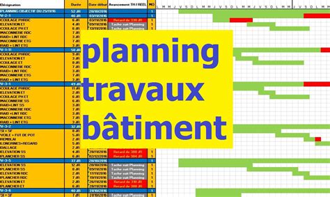 Exemple Planning Travaux Construction B Timent En Excel Cours G Nie