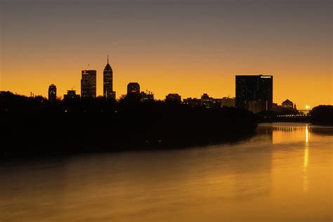 Indianapolis Skyline Silhouettes At Sunrise Photograph By Gregory