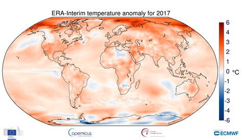 Climate In 2017 Global Temperature Copernicus
