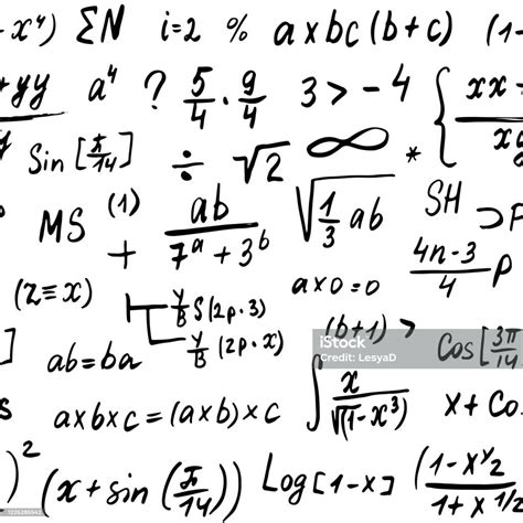 Math Formulas Seamless Pattern Hand Drawn Mathematical Equations Vector
