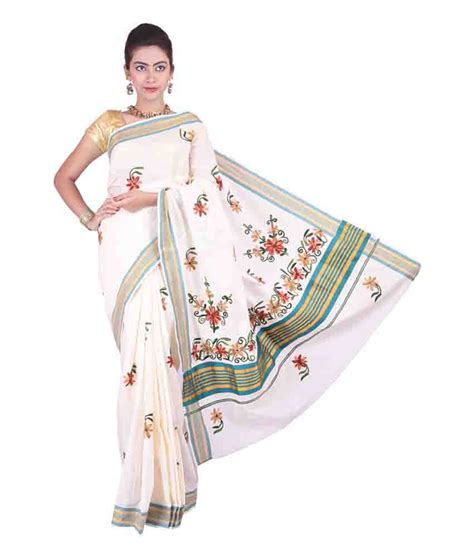 Artkarte Kerala Cotton Saree With Embroidery Buy Artkarte Kerala