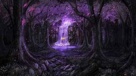 Fairy In Purple Fantasy Forest 4k Wallpaper Download