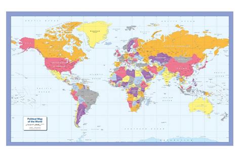 Colour Blind Friendly Political World Map Decor Large