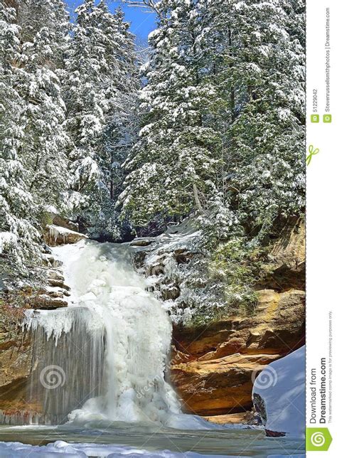 Winter Lower Falls At Old Mans Cave Stock Photo Image
