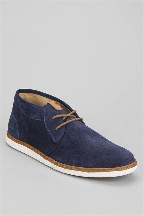 Fred Perry Midtop Suede Shoe In Blue For Men Lyst