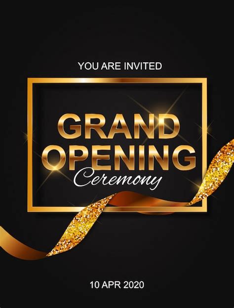 Premium Vector Grand Opening Card With Ribbon Background