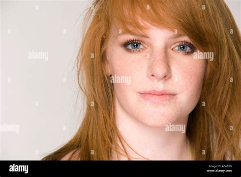 Close Up Portrait Of Red Head Woman Stock Photo Alamy