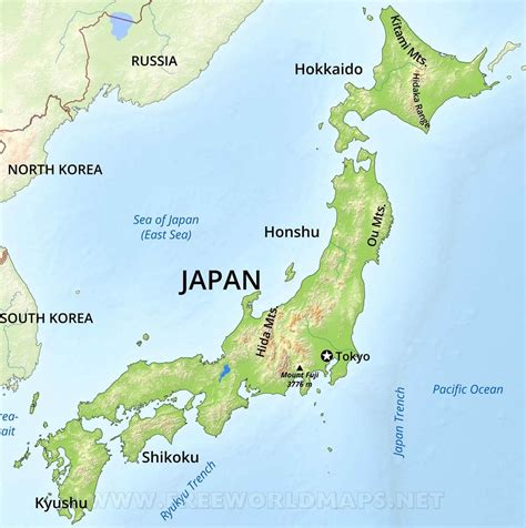 The japanese islands are covered by mountains, most of them heavily forested, and crisscrossed by short, swift rivers. 1 japan-map-physical - Limba Sarda 2.0