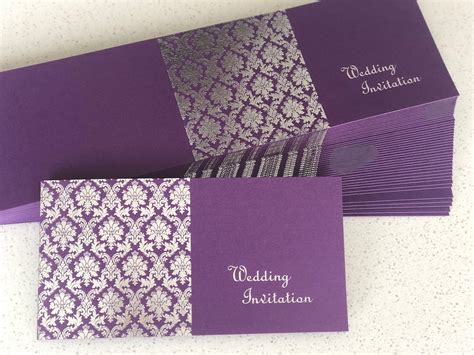 Wedding Invitation Covers Purple With Silver Pattern Pre Foil Etsy