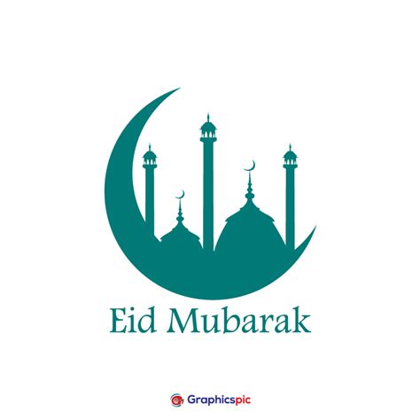Eid Mubarak Icon With Moon Illustration Free Vector Graphics Pic
