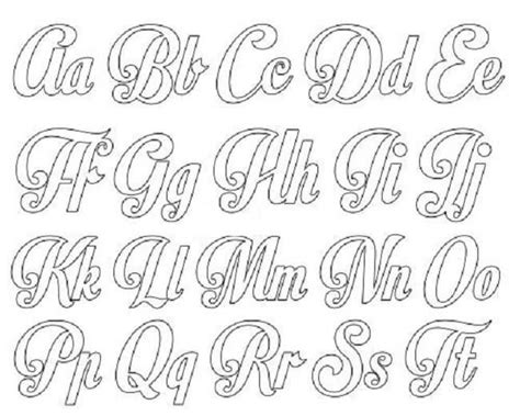 Moldes De Letras Cursivas Para Imprimir Alfabeto Cursivo Stencil