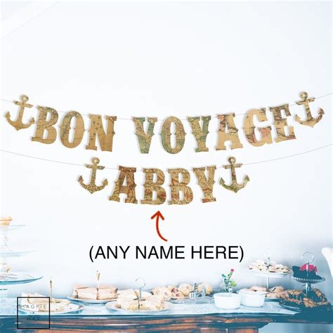 Bon Voyage Banner Map Theme Custom Banner Wedding Banner Etsy